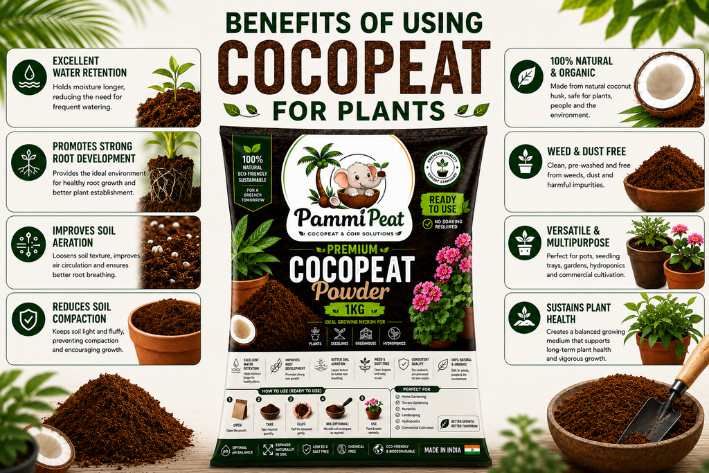 PammiPeat Cocopeat Powder 1KG – Ready to Use Organic Coconut Coir for Plants & Gardening