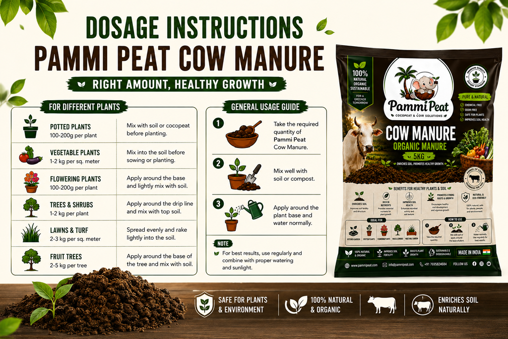 PammiPeat Cow Manure 5KG – Organic Natural Fertilizer for Plants & Gardening
