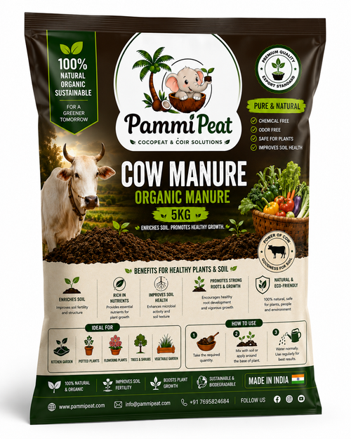 PammiPeat Cow Manure 5KG – Organic Natural Fertilizer for Plants & Gardening