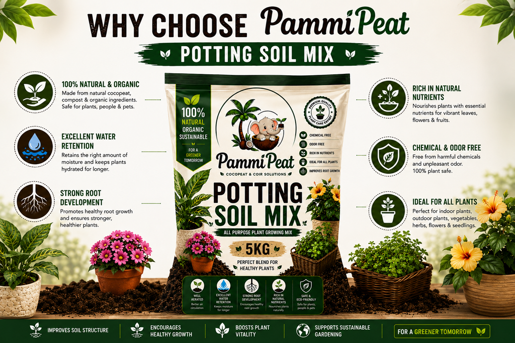 PammiPeat Potting Soil Mix 5KG – Organic All Purpose Growing Medium for Plants