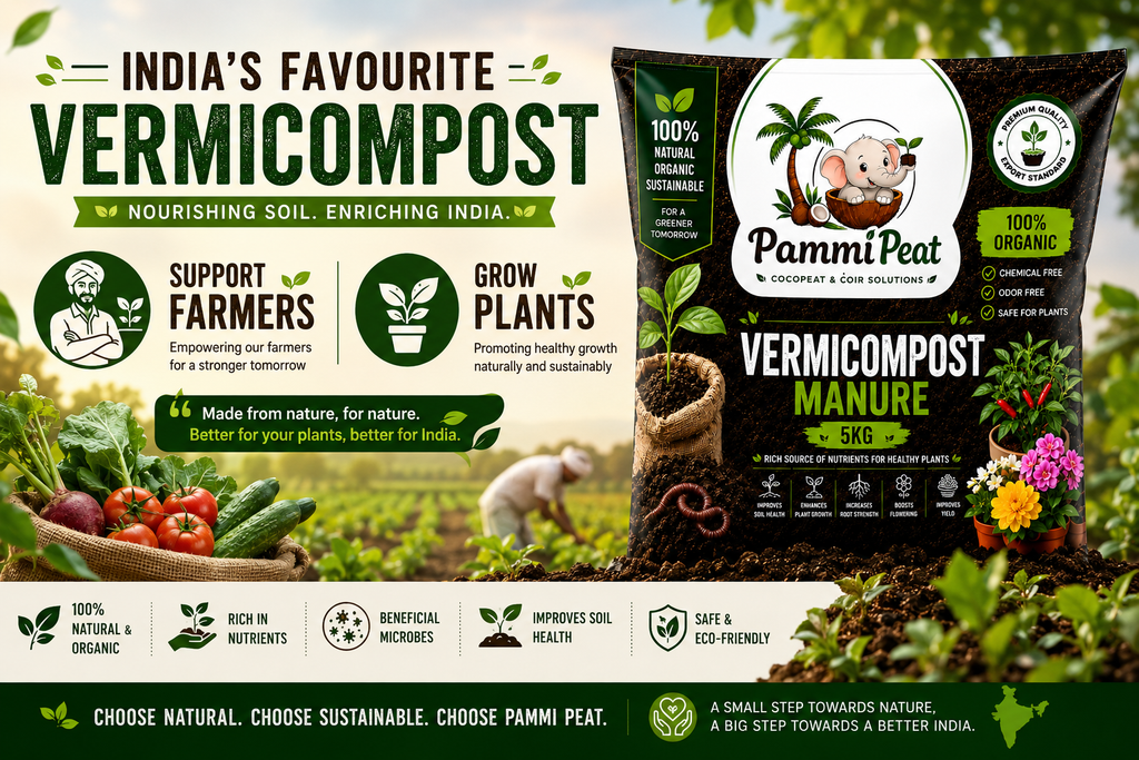 PammiPeat Vermicompost Manure 5KG – Organic Fertilizer for Healthy Plant Growth