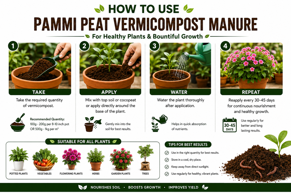 PammiPeat Vermicompost Manure 5KG – Organic Fertilizer for Healthy Plant Growth