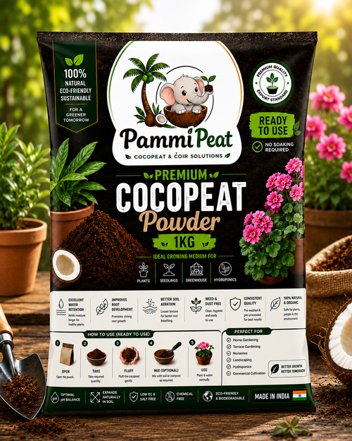 PammiPeat Cocopeat Powder 1KG – Ready to Use Organic Coconut Coir for Plants & Gardening